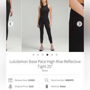 lululemon athletica Women's Black Base Pace Leggings reflective